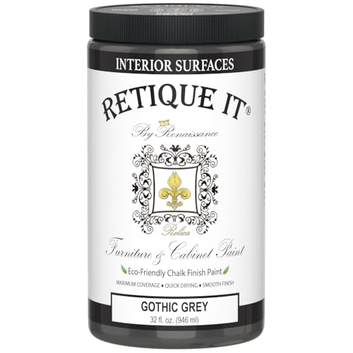 Retique It Chalk Furniture Paint, 32 Fl Oz (Pack of 1), 07 Gothic Grey - color: 07 Gothic Grey, size: 32 Fl Oz (Pack of 1)