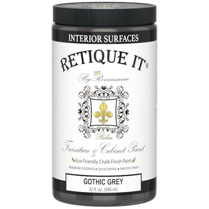 Retique It Chalk Furniture Paint, 32 Fl Oz (Pack of 1), 07 Gothic Grey - color: 07 Gothic Grey, size: 32 Fl Oz (Pack of 1)