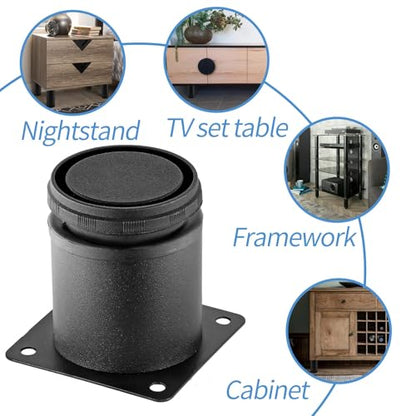 Stainless Steel Adjustable Furniture Legs 2.5 Inch - Black - 8pcs - color: Black, size: 2.5"
