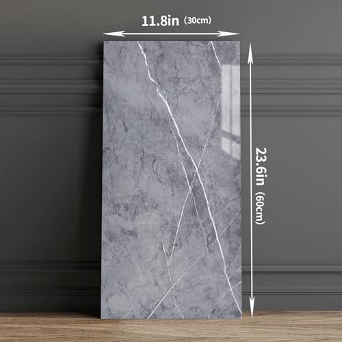 Haimin 3D Wall Panels Peel and Stick Marble Tile Look 10 Pack Waterproof - color: Gray-YSH