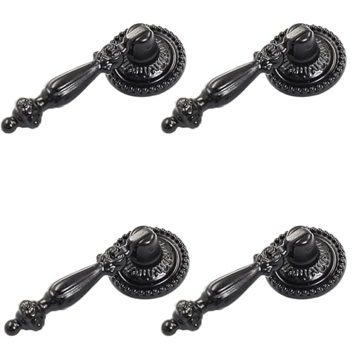 Bonsicoky 6PCS Antique Style Tear Drop Pulls, Black - color: Black