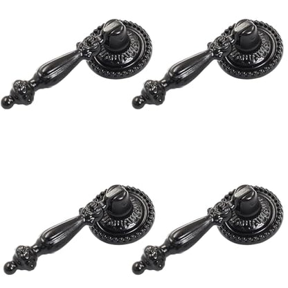 Bonsicoky 6PCS Antique Style Tear Drop Pulls, Black - color: Black