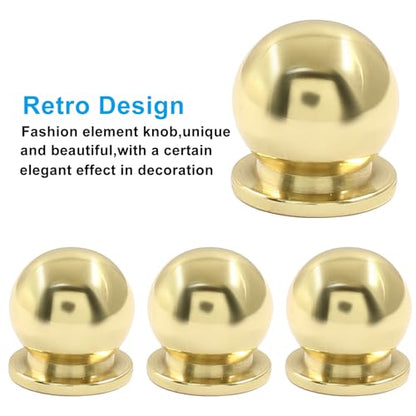 Jiozermi 4 Pack Mini Round Solid Brass Knobs, 1/2 Inch, Gold - color: Polished Gold, size: 1/2 Inch(12mm)