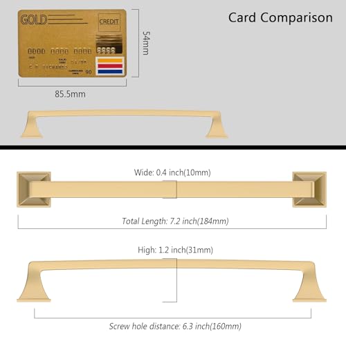 Amerdeco 10 Pack Champagne Bronze Cabinet Pulls 6-1/4 Inch(160mm) Hole Center Cabinet Hardware Kitchen Cabinet Handles for Bathroom Drawer Pulls Dresser Pulls ZH0002 - color: Champagne Bronze, size: 6.3" hole center