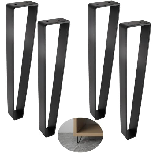 Osring 18 Inch Trapezoid Furniture Legs, Black Metal Coffee Table Feet 4pcs - color: Black, size: 18 Inch