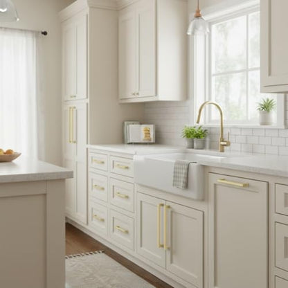 Alzassbg 3" Brushed Gold Cabinet Pulls and Handles 10 Pack, AL3071MGP - color: Brushed Gold, size: 3" Hole Center