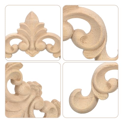 uxcell 6Pcs Wood Carved Appliques, Unpainted Carving Decals for Bed Door Cupboard Dresser Wardrobe Furniture Decoration DIY (4x4cm/1.57"x1.57")