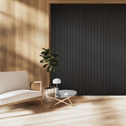 OUZUGIE WPC Acoustic Slat Wall Paneling, 8-Pack 96 x 6 Inches - color: Black, size: (High)96“ x 6"