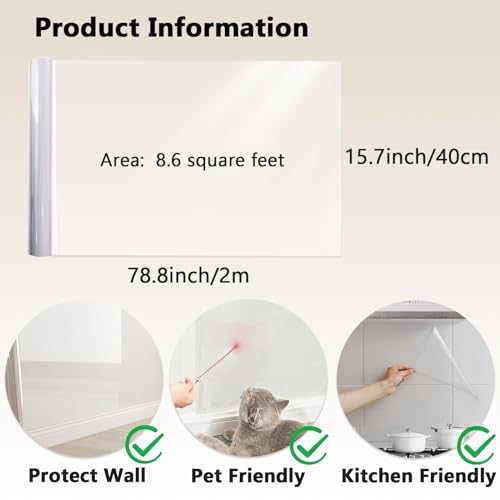 Clear Contact Paper Peel and Stick Wallpaper Removable 15.7"×78.8" - size: 15.7" x 78.8"