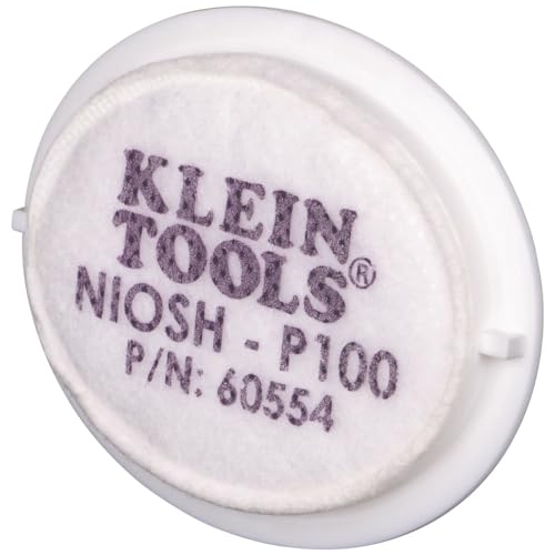 Klein Tools 60552 Reusable P100 Half-Mask Respirator with Replaceable Filters for Dust, Metal Fumes, and Oil Mist, M/L