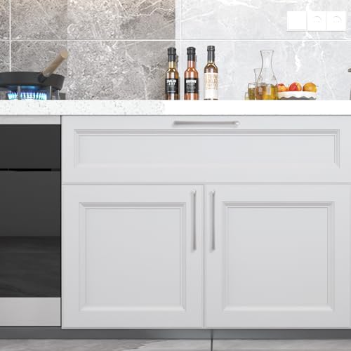 COTYKILEY 10 Pack 7.5 Inch(192mm) Brushed Satin Nickel Kitchen Cabinet Handles Silver Cabinet Pulls Cabinet Door Handles Kitchen Cabinet Hardware Cupboard Drawer Pulls Dresser Handles - color: Brushed Satin Nickel, size: 7.5" Hole Center（192MM）