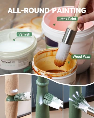 VOOMEY 1 Inch Round Paint Brush for Trim, Furniture & DIY Projects - size: 1 inch Round Paint Brush