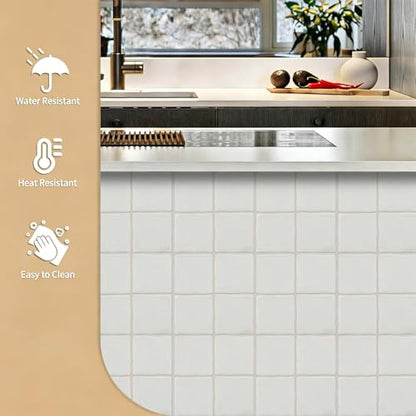10pcs Peel and Stick White Backsplash Tiles – 7.87in x 7.87in Self-Adhesive Kitchen Wall Tiles, Bathroom Wall Panels, Modern DIY Stick On Tiles, Home Decor - color: Plain white