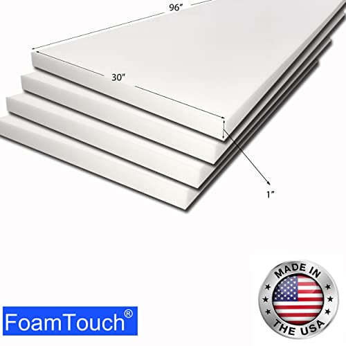 FoamTouch Upholstery Foam Cushion (4 Pack) High Density 1" Height x 30" Width x 96" Length Made in USA - style: 1x30x96(4pack)