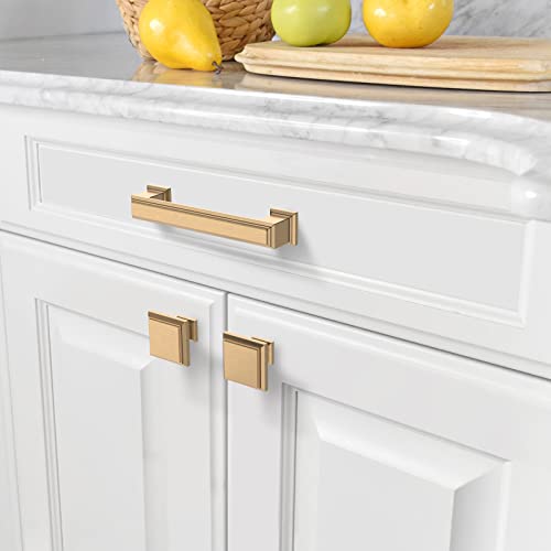 Amerdeco 10 Pack Champagne Bronze Cabinet Pulls 3-3/4 Inch(96mm) Hole Center Cabinet Hardware Kitchen Cabinet Handles for Bathroom Drawer Pulls Dresser Pulls ZH0001 - color: Champagne Bronze, size: 3.75" hole center, style: 10 Pack