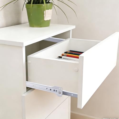CRASPIRE 2 Pairs 10 Inch Drawer Slides White Coated Steel Drawer Track Removable Replaceable Bottom Mount Rails with Nylon Wheels Cabinet Slide Hardware Side Glides for Dresser Furniture Accessories - size: 9.84x0.75-1.38inch(25x1.9-3.5cm)