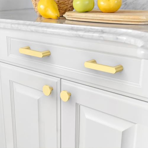 Amerdeco 10 Pack ZH0005MGP Brushed Gold Cabinet Pulls 3" - color: Brushed Gold, size: 3" hole center
