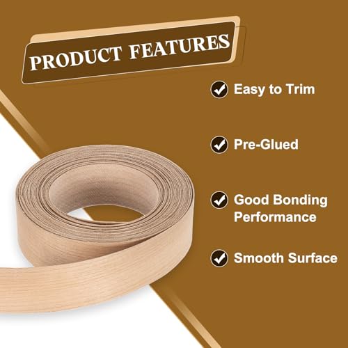 uxcell 7/8 Inch x 15ft Wood Veneer Edge Banding, Pre-Glued Flexible Cherry Wood Edging Strips, Iron on with Hot Melt Adhesive Wood Tape for Cabinet Repair and Furniture Restoration - size: 7/8 Inch x 15ft