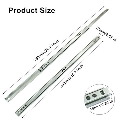 15.7 Inch Drawer Slides, 2pcs, Metal Ball Bearing - size: 15.7"