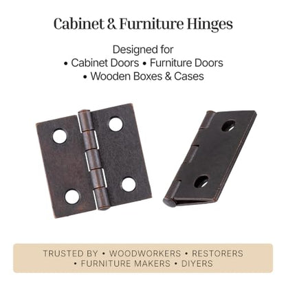 Antique Copper Butt Hinges - 1-1/2" x 1-1/2" - Pack of 2 - Cabinet Door and Box Hinges - BH6-SAC (1) - color: Antique Copper