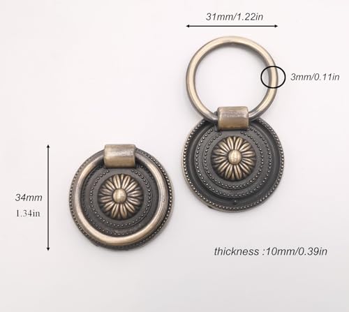 24 Pcs Antique Drawer Pull Ring Cabinet Ring Handle Cabinet Drawer Dressing Knob Handle Antique Brass, - color: 24 Pcs Bronze Color