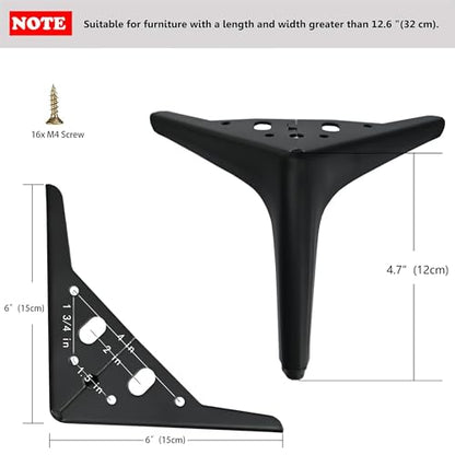 4.7 inch/12cm Matte Black Metal Furniture Legs Set of 4 - color: Matte Black, size: 4.7 inch