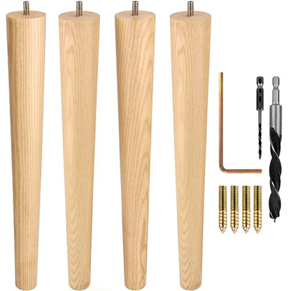 Airy Abode Premium Ash Wood Furniture Legs (Full Install Kit) - Pick Your Size and Color - color: Ash, size: 16 Inches