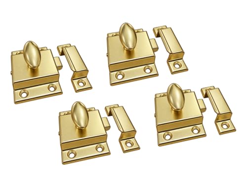 QCAA Oval Turn Cabinet Latch, for Cupboard & Other Furniture, Large, Brass Plated, 4 Pack - color: Brass Plated, size: 4pack-large