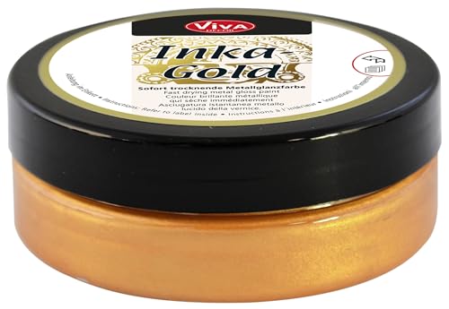 Viva Decor Inka Gold Gilding Wax2.3 oz (Orange) - Easily Applicable, Wax-Based Metallic Polishing Paste. Quick-Drying Metal Shine, High Gloss Effects for DIY. Decor Paste for Wood, Clay & Terracotta - color: Orange