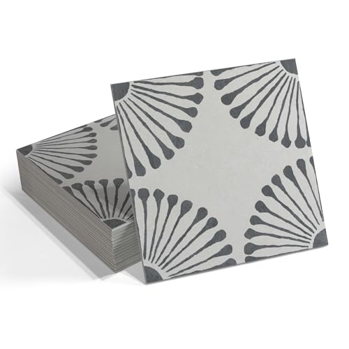 16-Sheet Peel and Stick Floor and Wall Tile, 9" x 9" Gray Stone Composite Self Adhesive Vinyl Flooring, Patterned Flower Groutable Backsplash Tile for Kitchen Bathroom Shower - color: Gray