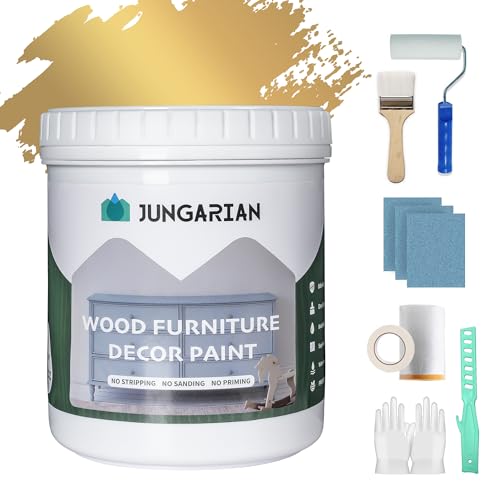 Furniture Paint 16oz with Tools - Water-based & Low Odor No Sanding No Priming- Matte Finish Indoor Outdoor Wood Paint for Cabinets, Doors, Tables and Dressers - Antique Gold - color: Antique Gold, style: 16 Fl Oz