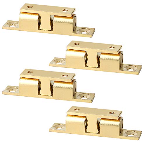 Alise Brass Double Roller Catch Cabinet Latches Door Catch 67mm,Gold,4Pcs - color: Gold, size: 67mmX40mm