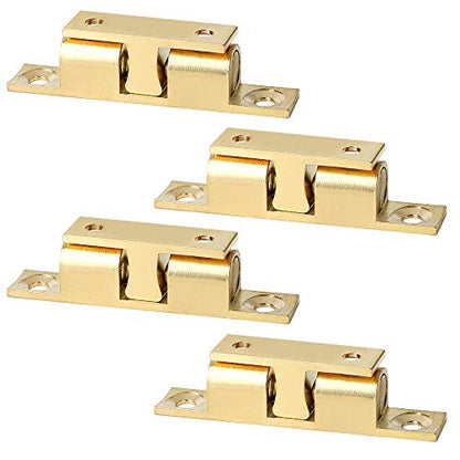 Alise Brass Double Roller Catch Cabinet Latches Door Catch 67mm,Gold,4Pcs - color: Gold, size: 67mmX40mm