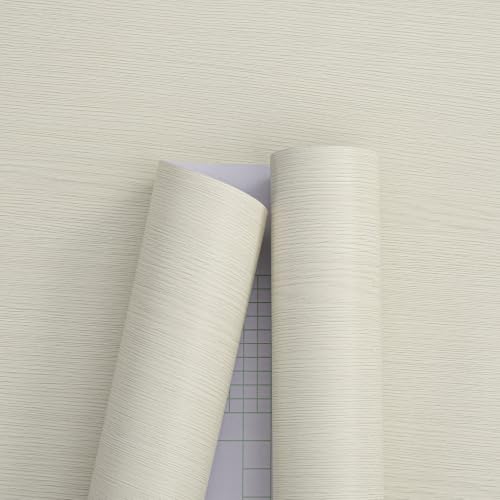 Haimin Wallpaper (24in X 393in) Wood Contact Paper Peel and Stick Self-Adhesive and Removable Wallpaper for Cabinet Wall Furniture Countertop Kitchen Room Wood Grain Wall Paper (Off-White (05)) - color: Off-white (05)