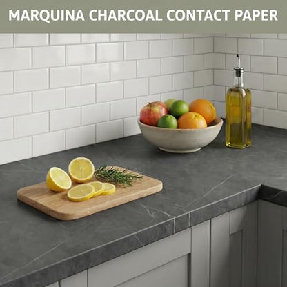 Extra-Thick Marble Contact Paper (Matte, Marquina Charcoal) 15.7" x 118.1" - color: Marquina Charcoal (Matte), size: 15.7" x 118.1"