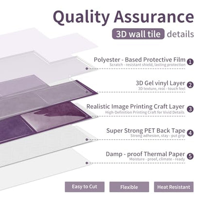 Alwayspon 6x12inchx10Pcs Self Adhesive Wall Tile Sticker, Peel and Stick Adhesive Waterproof Backsplash Stick on Tile Decals for Kitchen Bathroom Wall, Deep Purple - color: Deep Purple