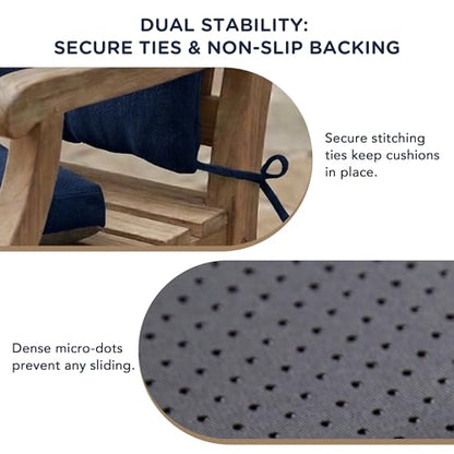 Codi Rocking Chair Cushions Indoor, Water-Resistant, Navy 1 Pack - color: Navy, size: 18"x18"/18"x22" - Standard 1PK