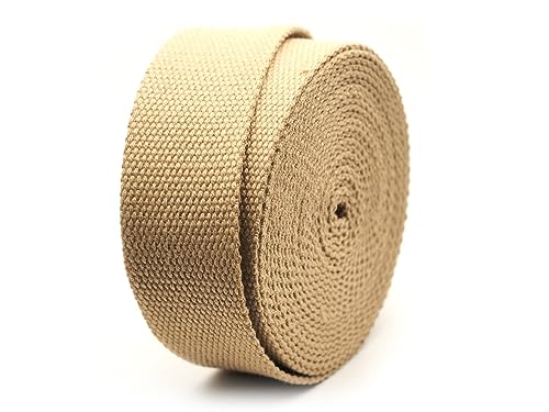 CRAFTMEMORE 1.5 Inches Heavy Cotton Webbing - Plain Weave Straps for Arts and Crafts, Luxury Bag Strap High Density Webbing (50 Yards, Tan) - color: Tan, size: 1 1/2 Inch x 50 Yards
