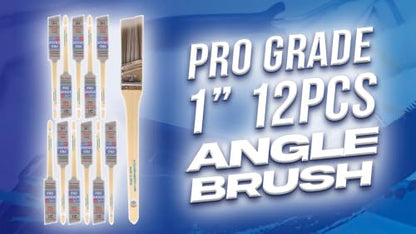 Pro Grade Paint Brushes, 1 Inch Angle Paint Brush, Walls & Trim, 12 Pack
