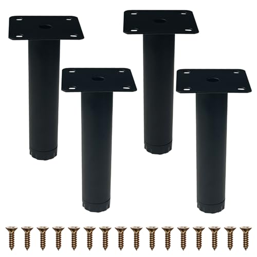 4 Pcs 5" Adjustable Black Furniture Legs for Cabinet, DIY Shelf - color: Matte Black, size: 5" / 13cm