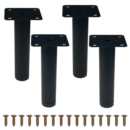 4 Pcs 7" Adjustable Black Furniture Legs for Cabinet, DIY Shelf - color: Matte Black, size: 7" / 18cm