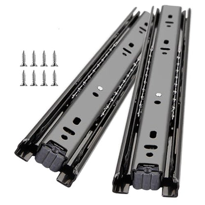 YENUO 3-Fold Full Extension Drawer Slides Ball Bearing 10–24 Inch 100 LB - color: Black-Basic, size: 10 Inch