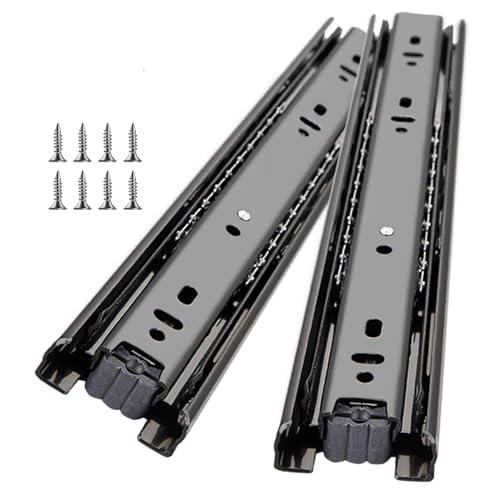 YENUO 3-Fold Full Extension Drawer Slides Ball Bearing 10–24 Inch 100 LB - color: Black-Basic, size: 10 Inch