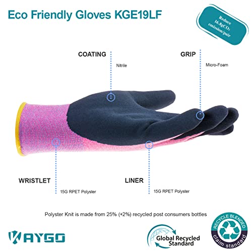 KAYGO Women's Work Gloves, Sandy Latex Grip, Breathable - color: Pink, size: Small