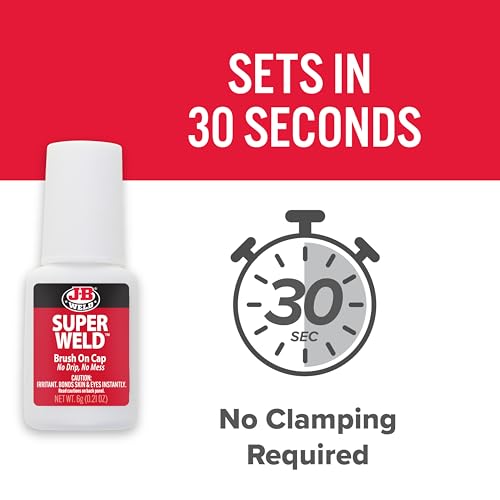 J-B Weld Clear Superglue 6g Brush-On Cap, 2 Pack, - size: 6g 2 Pack
