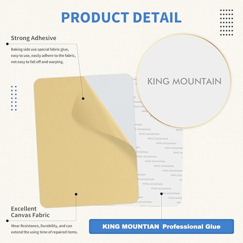 KING MOUNTAIN Canvas Repair Patch 5×8 Inch 8 Pcs Self-Adhesive Waterproof Fabric Patch for Sofas, Tents, Furniture,Tote Bags, Car Seats (Beige-1) - color: Beige-1, size: Canvas-5"W×8"L