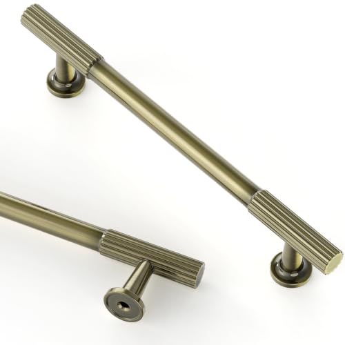 Asidrama 10 Pack 5 inch Brushed Antique Bronze Kitchen Cabinet Handles - color: Brushed Antique Bronze, size: 5" Hole Center