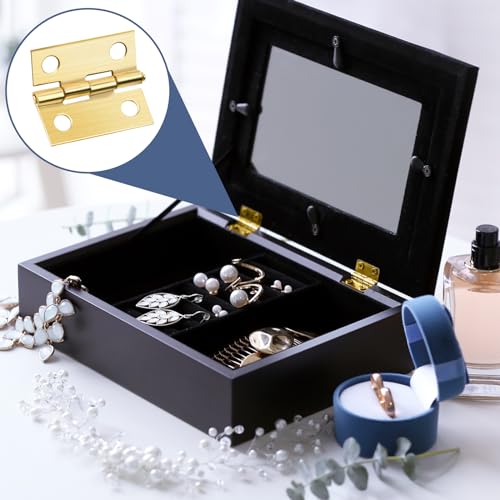 60Pcs Small Brass Antique Mini Hinges, Stainless Steel Folding Butt Miniature Hinges With Screws and Screwdriver for Dolls House Mini Wooden DIY Crafts Jewelry Box Cabinet