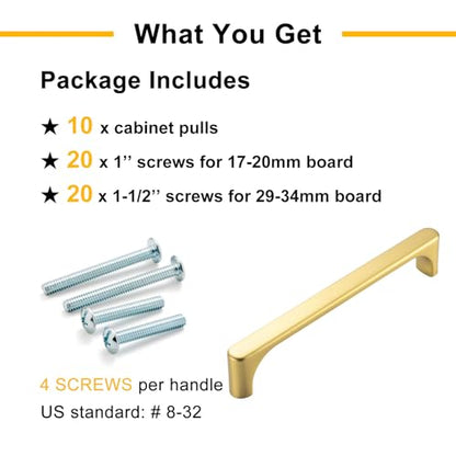 3 Inch Brushed Gold Cabinet Pulls Kitchen Handles 10 Pack 3126 - color: Brushed Gold, size: 3 In Hole Distance