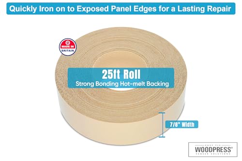 7/8" Beige Cream Pre-Glued Melamine Edge Banding, 25 ft - size: Width: 7/8"